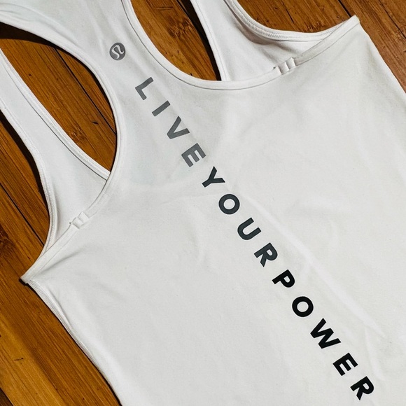 lululemon athletica Tops - Rare Lululemon Graphic Racerback Tank White Size 2